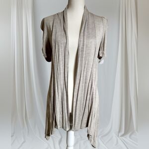 Beige Open Front Cardigan
